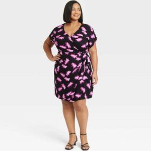 Ava and Viv Dolman Short Sleeve Wrap Dress NWT